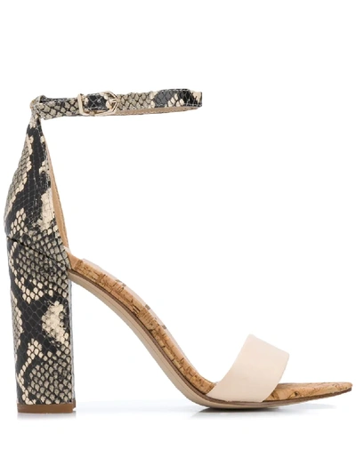 Sam Edelman Snakeskin Ankle Sandals In Neutrals