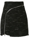 ALEXANDER WANG CURVED ZIPPER TWEED SKIRT