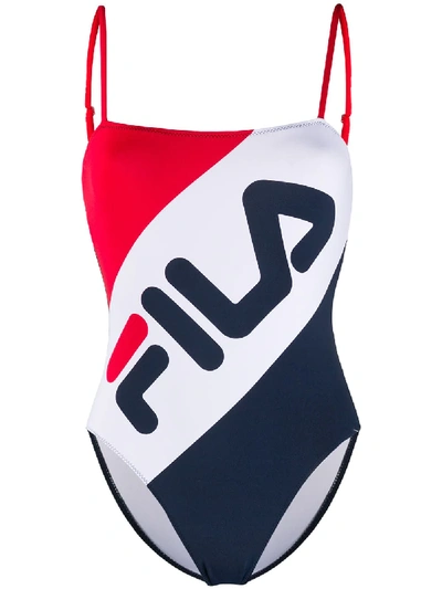 Fila Colour-block Logo Swimsuit In Blue
