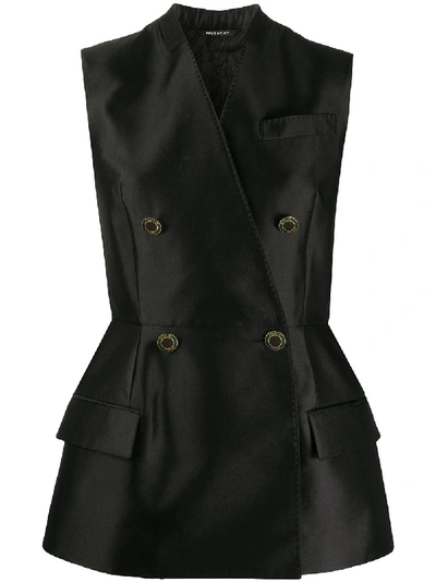 Givenchy Double-breasted Wool And Silk-blend Satin Vest In Black