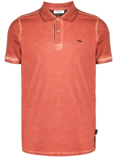 Seventy Ribbed Collar Polo Shirt In Orange