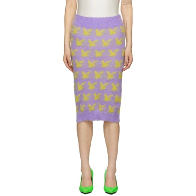 Ashley Williams Purple And Yellow Mohair Peace Skirt In Lilac/yello