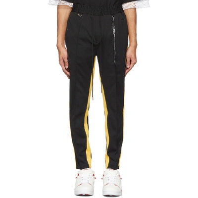 Mastermind Japan Mastermind World Black And Yellow Tucked Track Trousers In 2 Blk/ylw