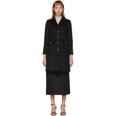 Gucci Embellished Wool-felt Coat In Black