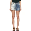 GIVENCHY GIVENCHY BLUE TWO-TONE DISTRESSED DENIM SHORTS