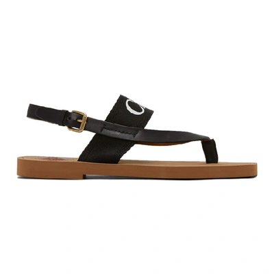 Chloé Logo-print Canvas And Leather Sandals In Black