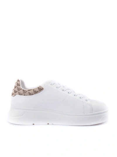 Emporio Armani Trainers In White With Logo Print On The Back