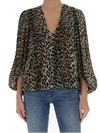 GANNI GANNI GEORGETTE PLEATED LEOPARD PRINT BLOUSE