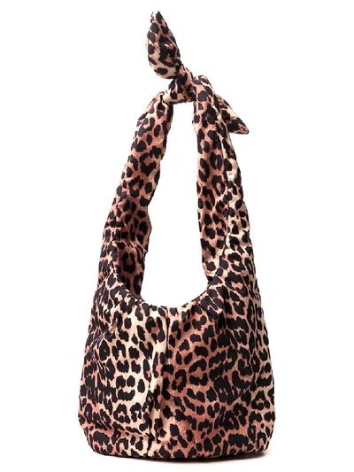 Ganni Padded Tech Fabric Tote Bag In Leopard