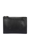 STELLA MCCARTNEY PERFORATED LOGO FAUX LEATHER CLUTCH