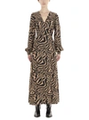 GANNI GANNI TIGER SWIRL PRINT WRAP MAXI DRESS