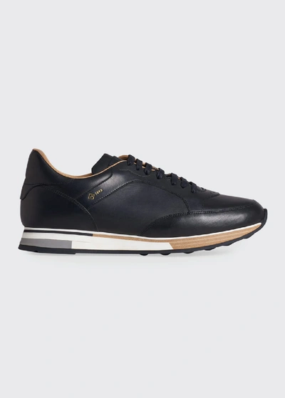 Dunhill Men's Duke Leather Runner Trainers In Black