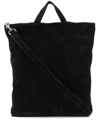 Ann Demeulemeester Textured Shoulder Strap Detail Tote Bag In Black