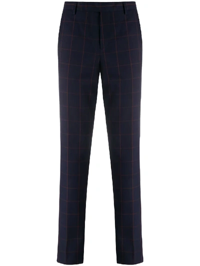 Paul Smith Plaid Print Trousers In Blue