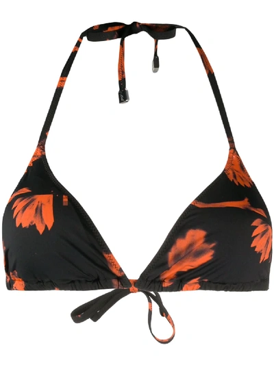 Paul Smith Abstract-print Triangle Bikini Top In Black