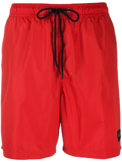 Paul & Shark Logo Patch Swim Suit In Red