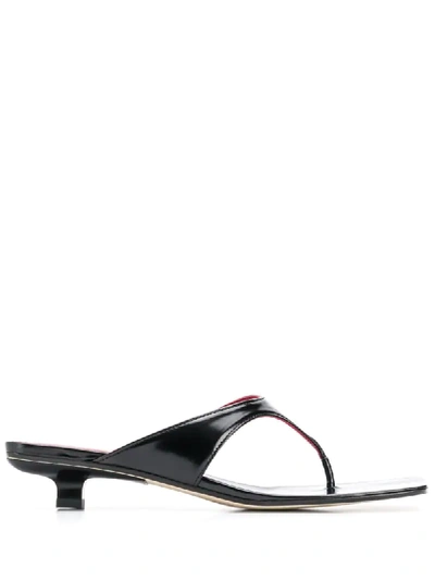 By Far 30mm Jack Brushed Leather Thong Sandals In Black