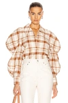 Rejina Pyo Julia Oversized Checked Cotton And Linen-blend Shirt In Check Brown