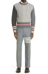 Thom Browne Uncontructed Striped Chino Pants In Light Grey