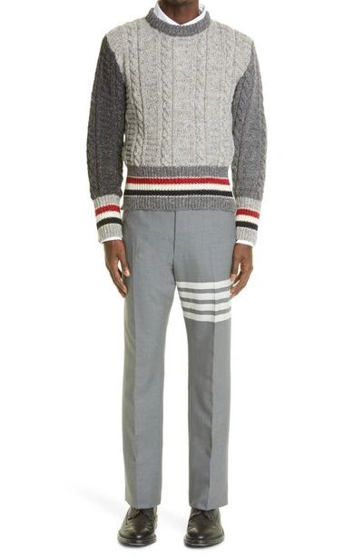 Thom Browne Uncontructed Striped Chino Pants In Grey