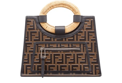 Fendi Runaway Brown/black Leather Handbag In Marron