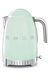 Smeg '50s Retro Style Variable Temperature Electric Kettle In Pastel Green