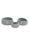 Pom Pom At Home Baya Set Of 3 Baskets In Blue