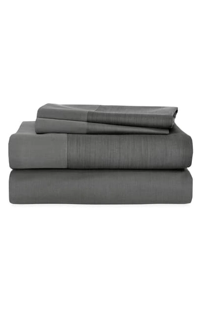 Michael Aram Striated Band 400 Thread Count Flat Sheet In Charcoal