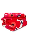 Marimekko Unikko 200 Thread Count Cotton Sheet Set In Dark Red