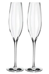 Waterford Elegance Optic Classic Set Of 2 Lead Crystal Champagne Flutes In No Color