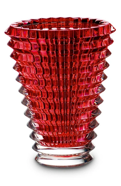 Baccarat Small Round Eye Lead Crystal Vase In Red
