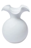 Vietri Hibiscus Glass Small Fluted Vase, White