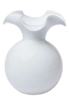 Vietri Hibiscus Glass Large Fluted Vase In White