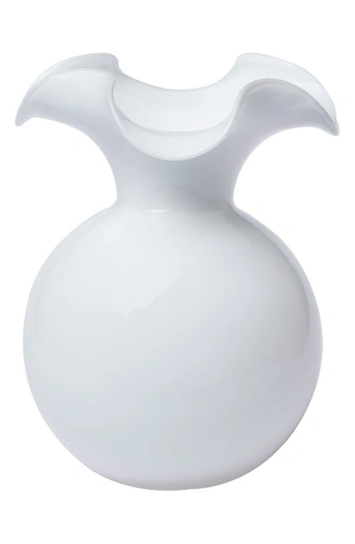 Vietri Hibiscus Glass Small Fluted Vase, White