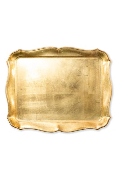 Vietri Florentine Wood Rectangular Tray In Gold