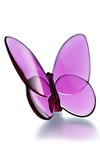 Baccarat 2.5" Lucky Crystal Peony Pink Butterfly