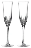 WATERFORD LISMORE ESSENCE SET OF 2 LEAD CRYSTAL CHAMPAGNE FLUTES,1058183