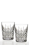 Waterford Lismore Set Of 2 Lead Crystal Double Old Fashioned Glasses In Clear