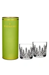 WATERFORD GIFTOLOGY LISMORE SET OF 2 LEAD CRYSTAL DOUBLE OLD FASHIONED GLASSES,1058271