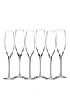 Waterford Elegance Set Of 6 Fine Crystal Champagne Flutes In Clear