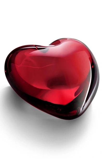 Baccarat Coeur Cupid Crystal Heart 7.1cm In Ruby