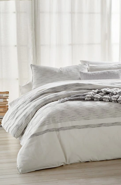 Dkny Pure Woven Stripe Duvet, Full/queen In Ivory/black