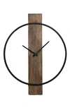 Renwil Pearl Wall Clock In Natural Wood Black