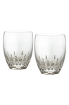Waterford Lismore Essence Set Of 2 Lead Crystal Double Old-fashioned Glasses In Clear