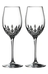 Waterford Lismore Essence Set Of 2 Lead Crystal White Wine Glasses In Clear