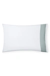 Sferra Casida 200 Thread Count Pillowcase In White/ Seagreen
