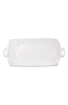 Vietri Lastra Handled Rectangular Platter In White