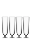 Orrefors Set Of 4 Pils Glasses In White