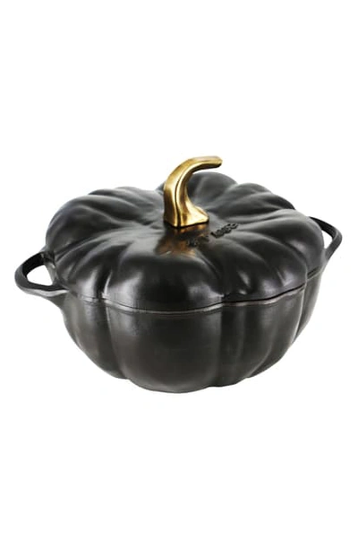 Staub 3 1/2 Quart Cast Iron Pumpkin Cocotte In Matte Black