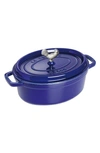 Staub Cast Iron 7 Quart Round Cocotte In Dark Blue